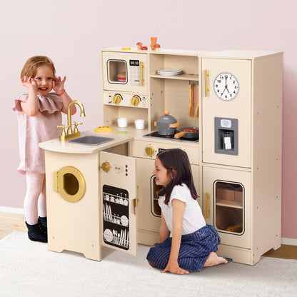 OOOK Kids Kitchen Playset for Toddlers 3-5, Wooden Play Kitchen Set