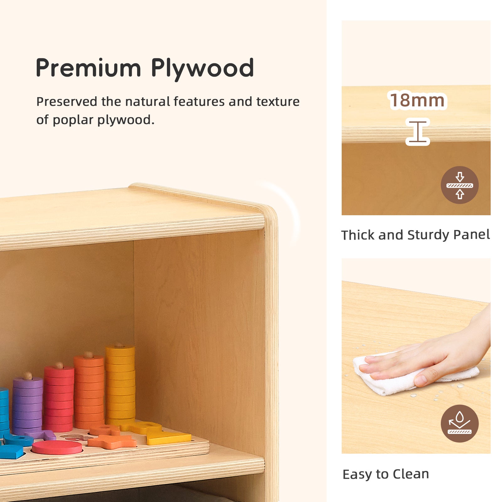 OOOK Wood Montessori Shelf and Toy Storage