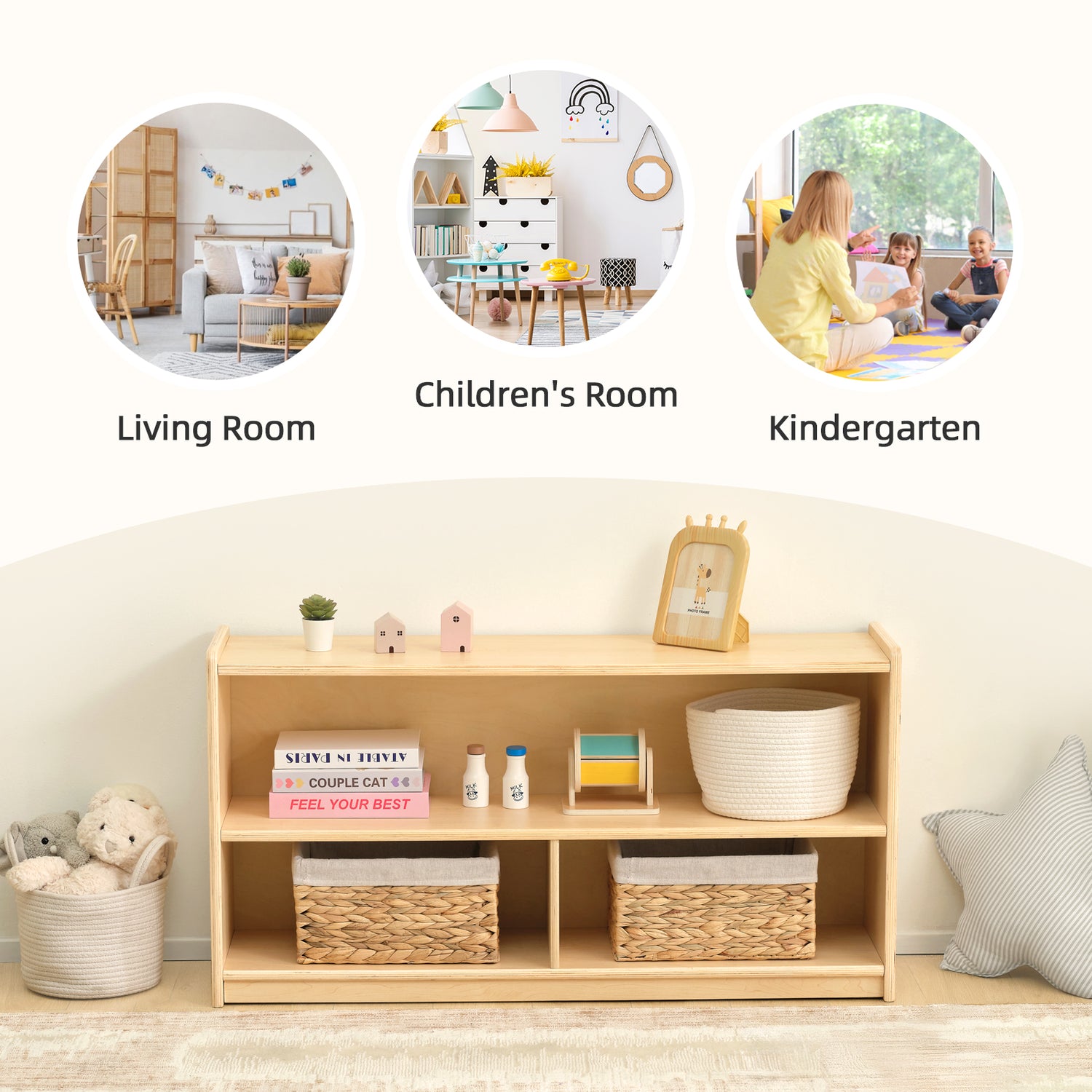 OOOK Wood Kids 2-Shelf  Organizer For Classroom &amp; Playroom