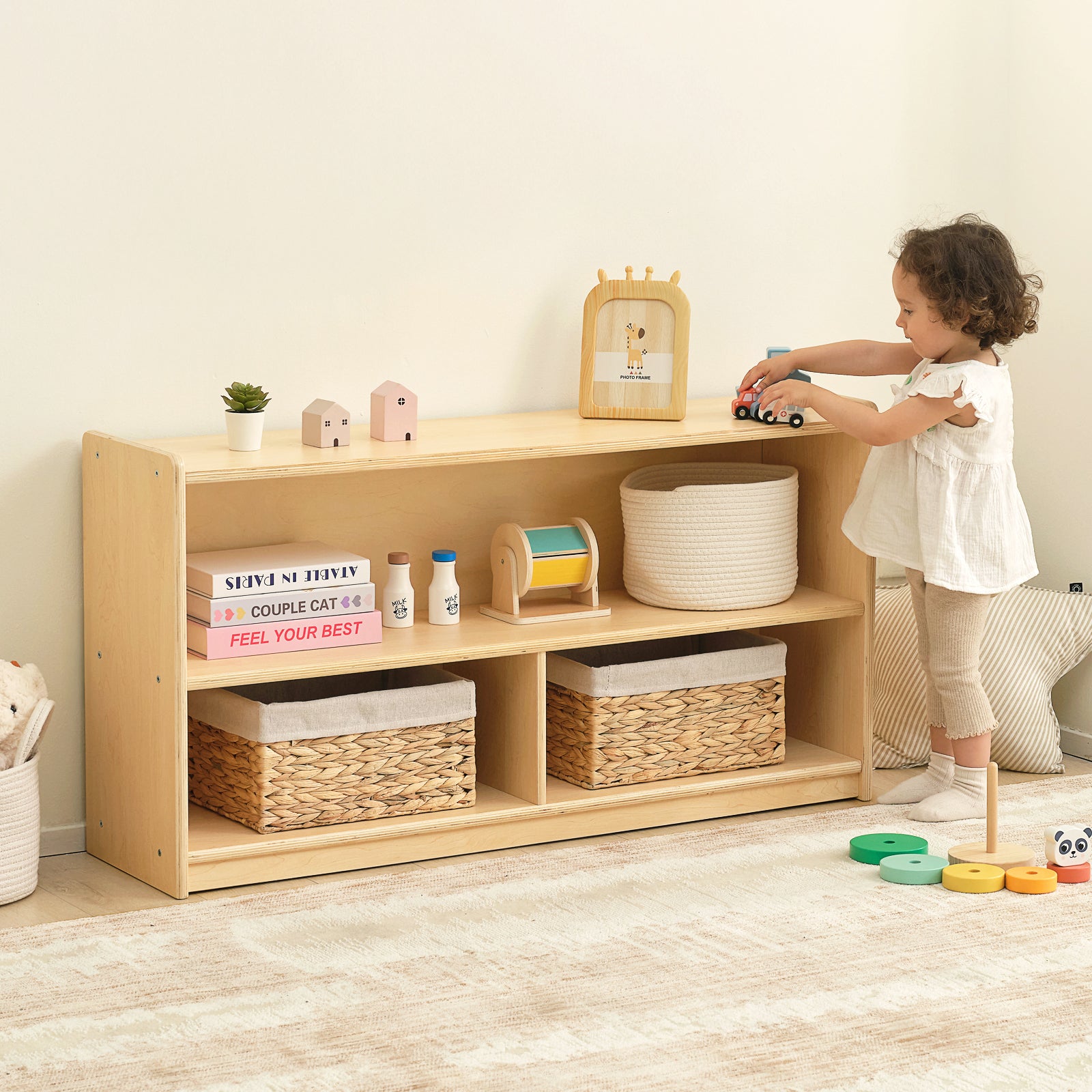OOOK Wood Kids 2-Shelf  Organizer For Classroom &amp; Playroom