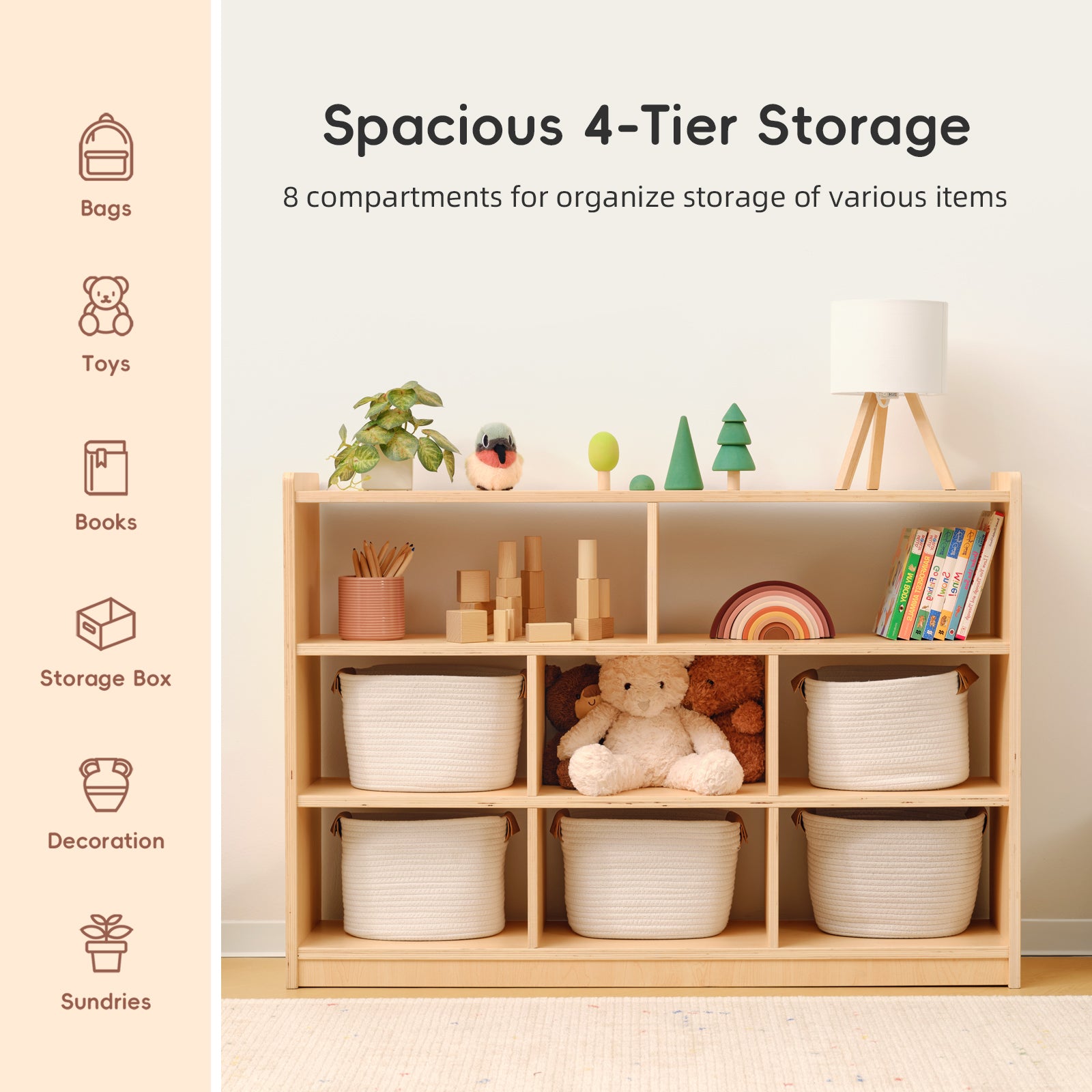 OOOK WOOD Montessori 8-Section Storage Cabinet