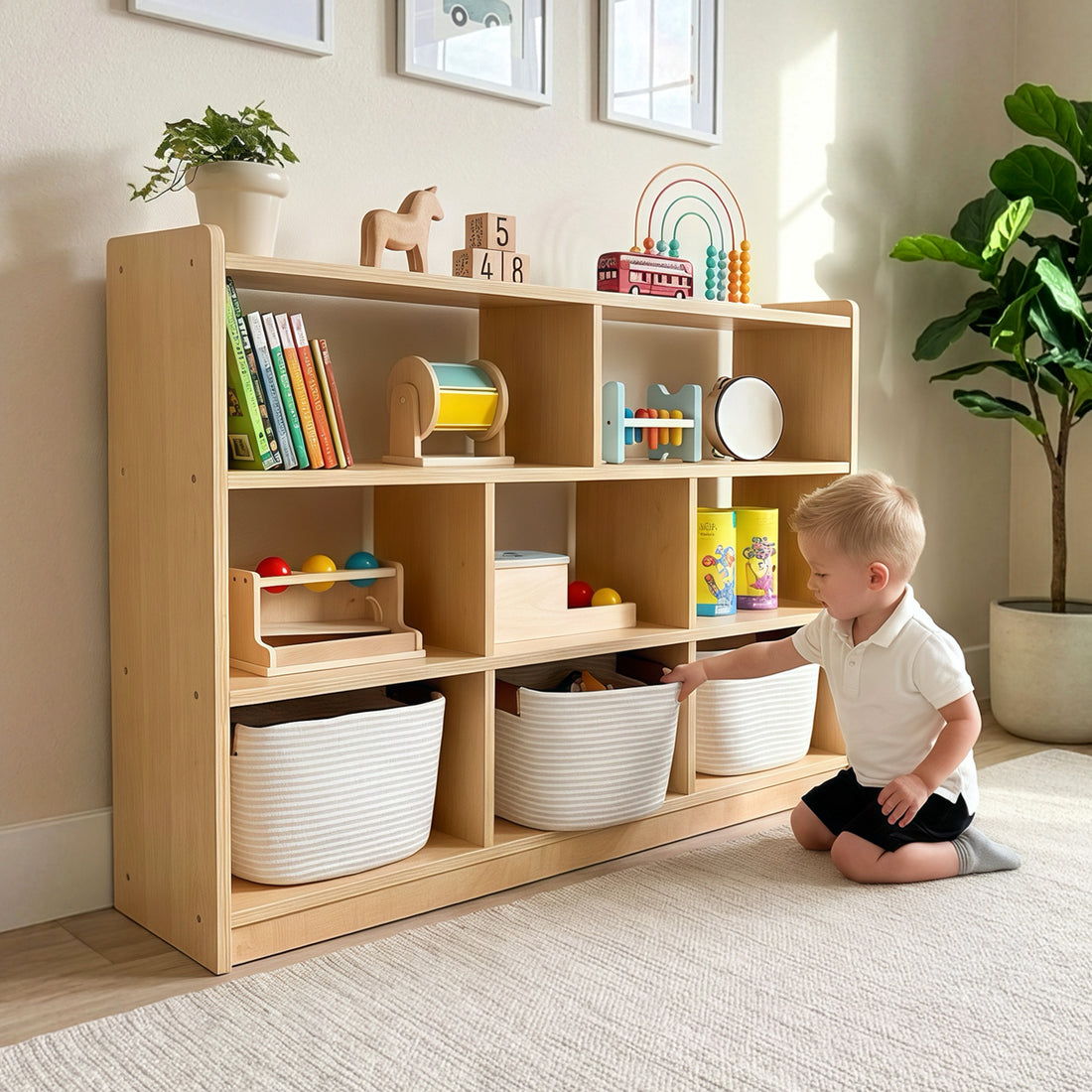 OOOK WOOD Montessori 8-Section Storage Cabinet