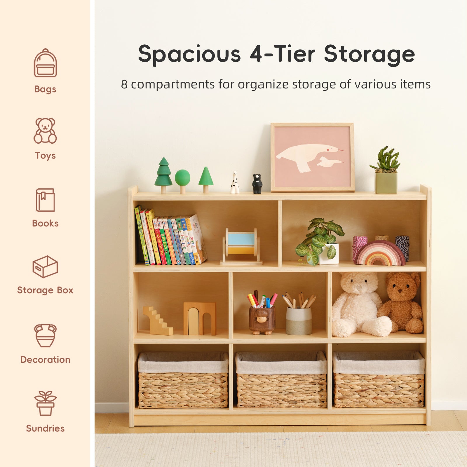 OOOK Montessori  8 Tier Toy Organizers and Storage Shelf