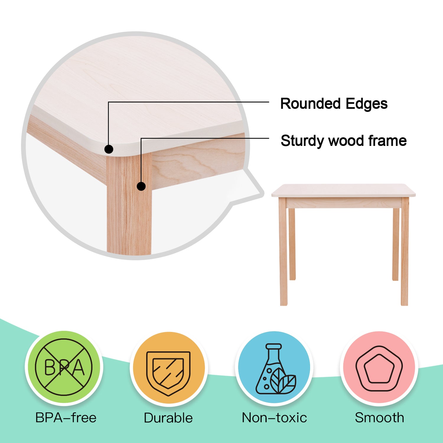 Wood Kids Table and Chairs Set