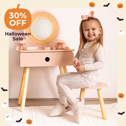 OOOK pink round mirror kids vanity Halloween Sale 30% OFF