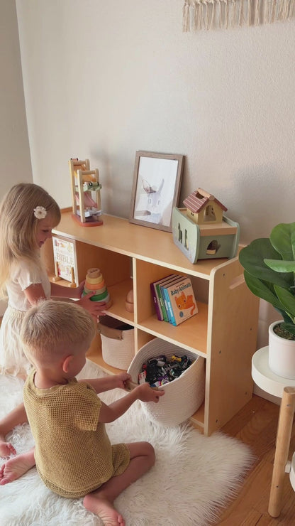 OOOK Plywood Montessori Shelf 6-Section, Double-Sided Montessori Toy Storage and Open Shelf