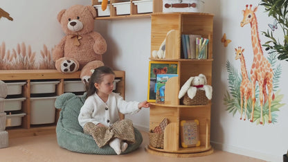 OOOK Solid Wood Rotating Bookshelf for Kids