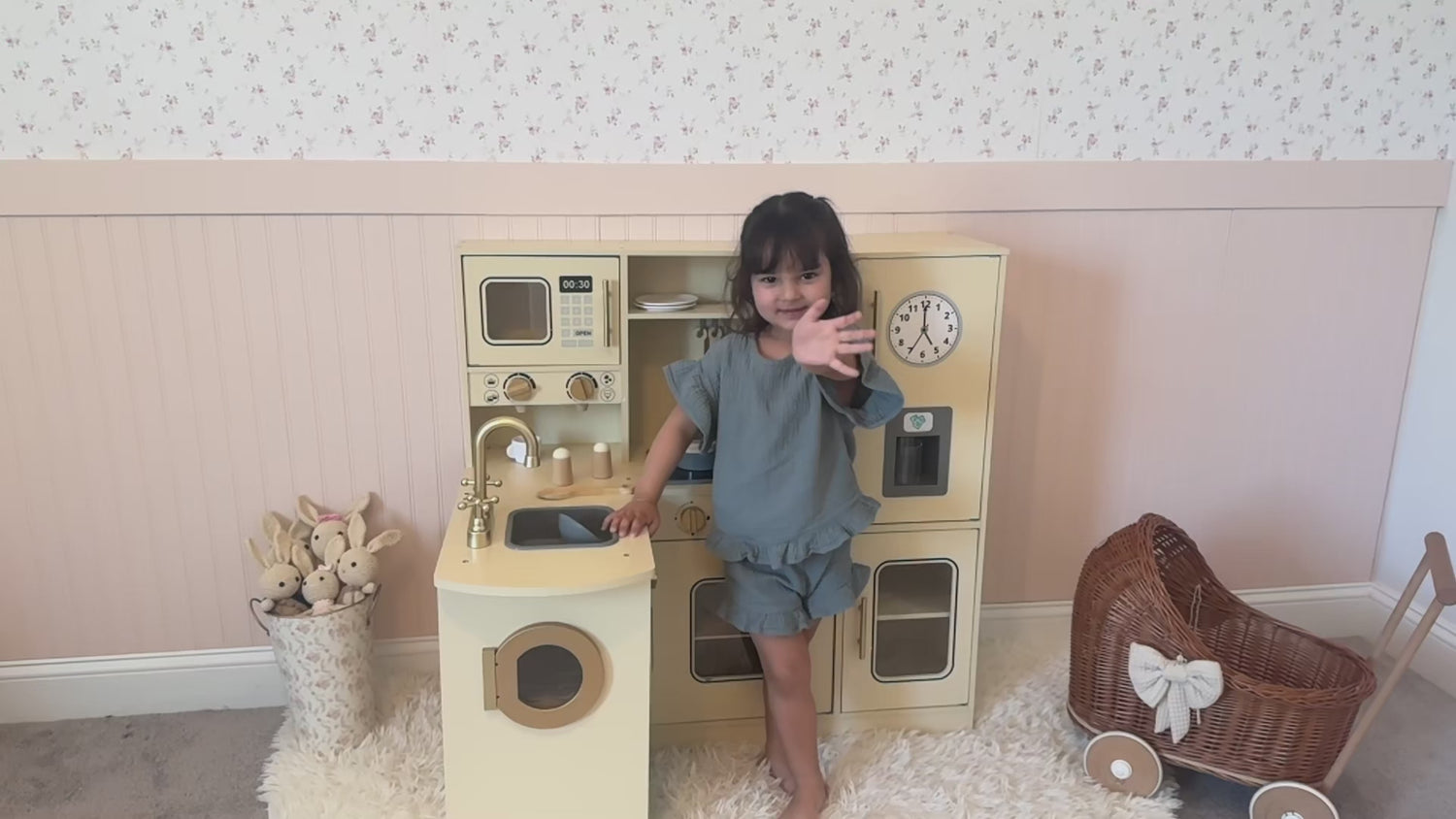 OOOK Kids Kitchen Playset for Toddlers 3-5, Wooden Play Kitchen Set