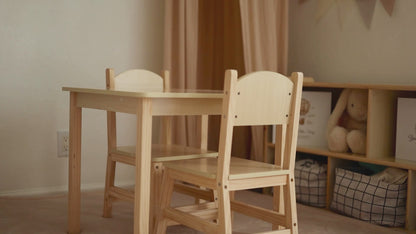 OOOK Wood Kids Table and Chairs Set,Waterproof Desktop