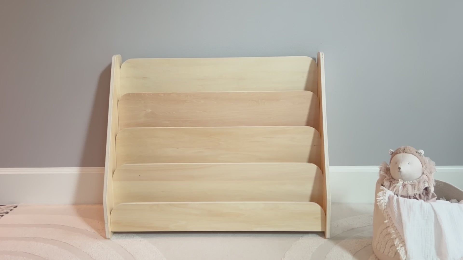 OOOK Kids Wooden 4-Tier Bookshelf,Front Facing Book Display Shelf