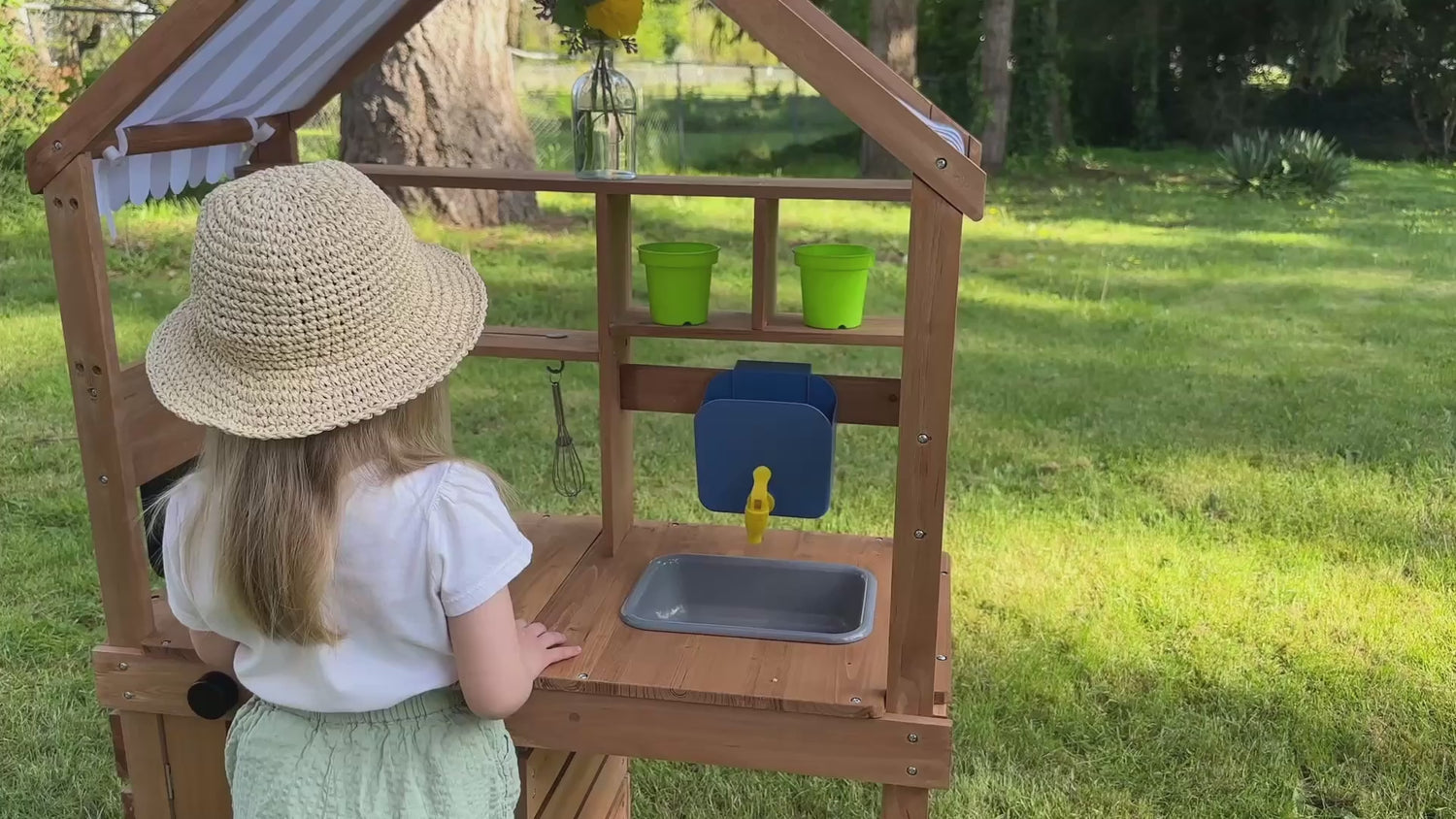 OOOK Mud Kitchen for Kids Outdoor,Solid Fir Wood Kids Kitchen Playset