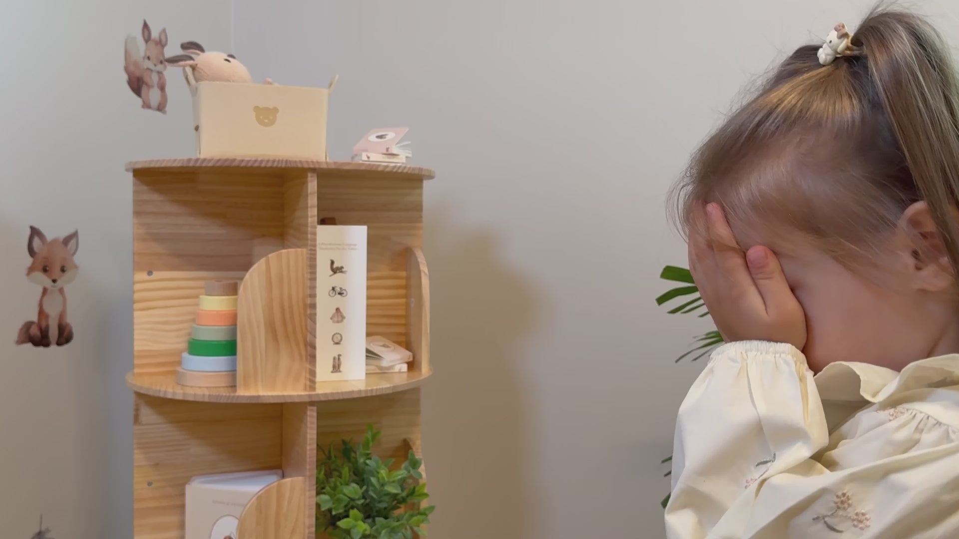 OOOK Solid Wood Rotating Bookshelf for Kids