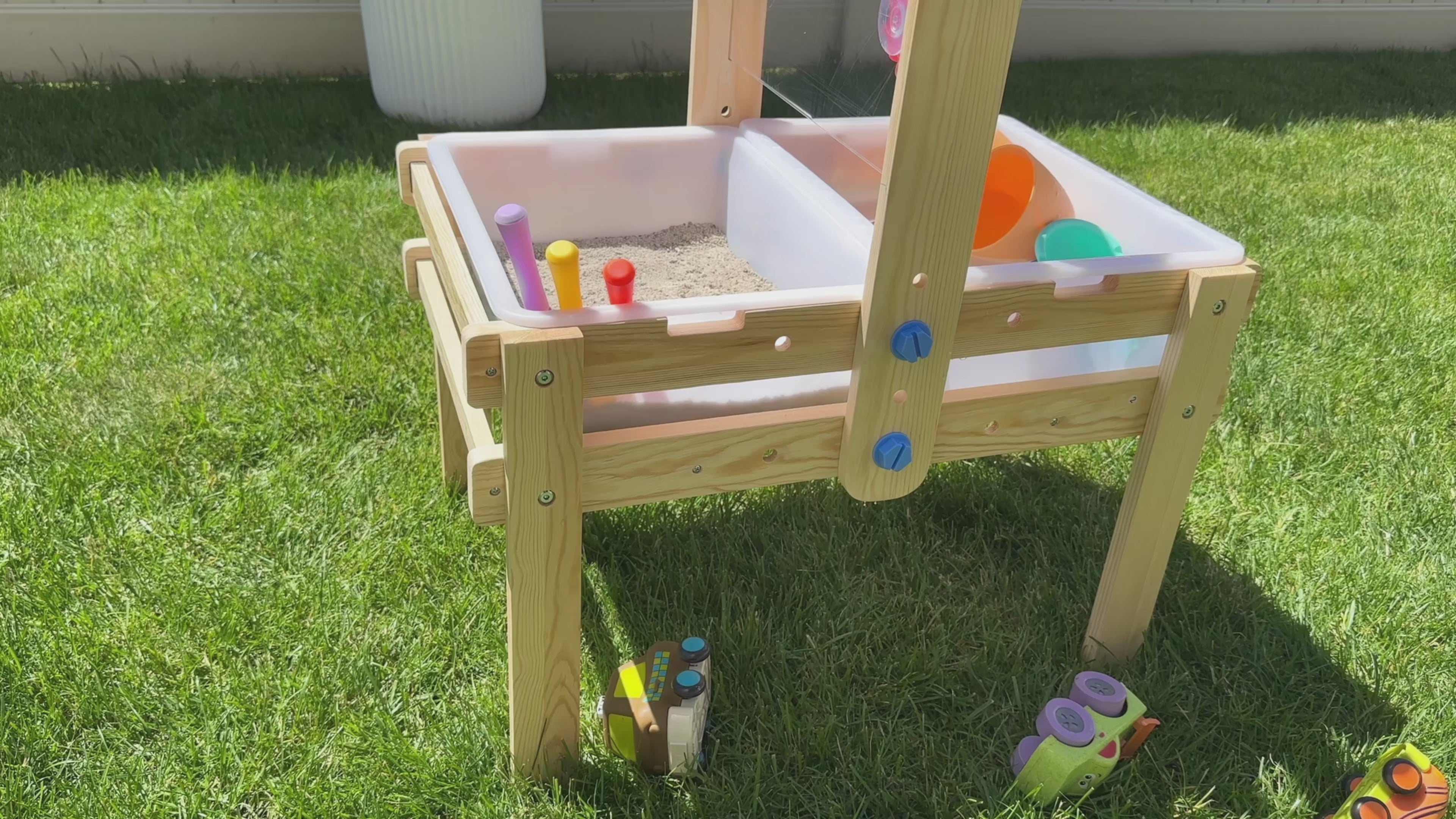 OOOK Wooden Sand and Water Table with 2 Bins, Painting Acrylic Board