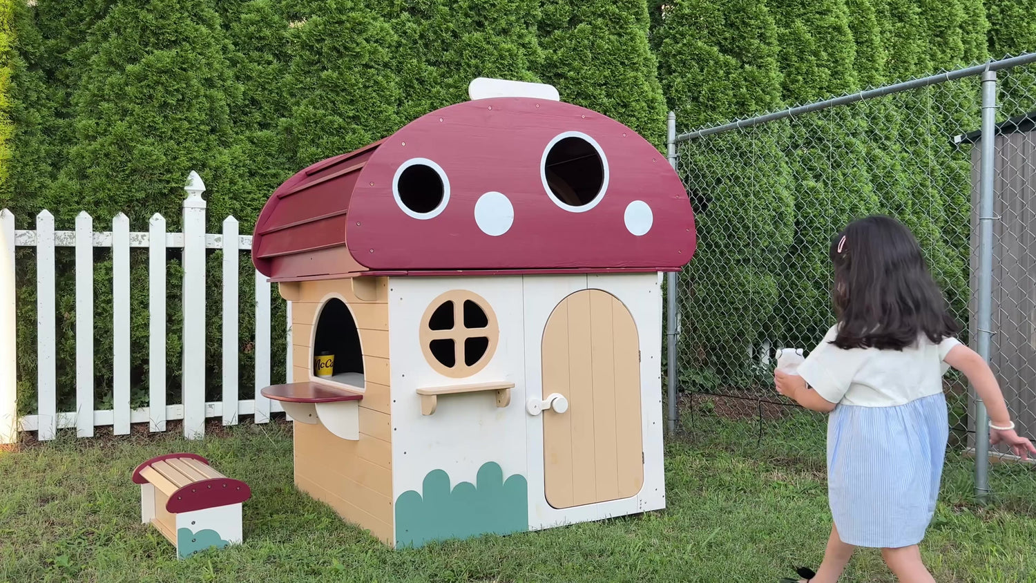OOOK Outdoor Solid Wooden Playhouse with Chalkboard