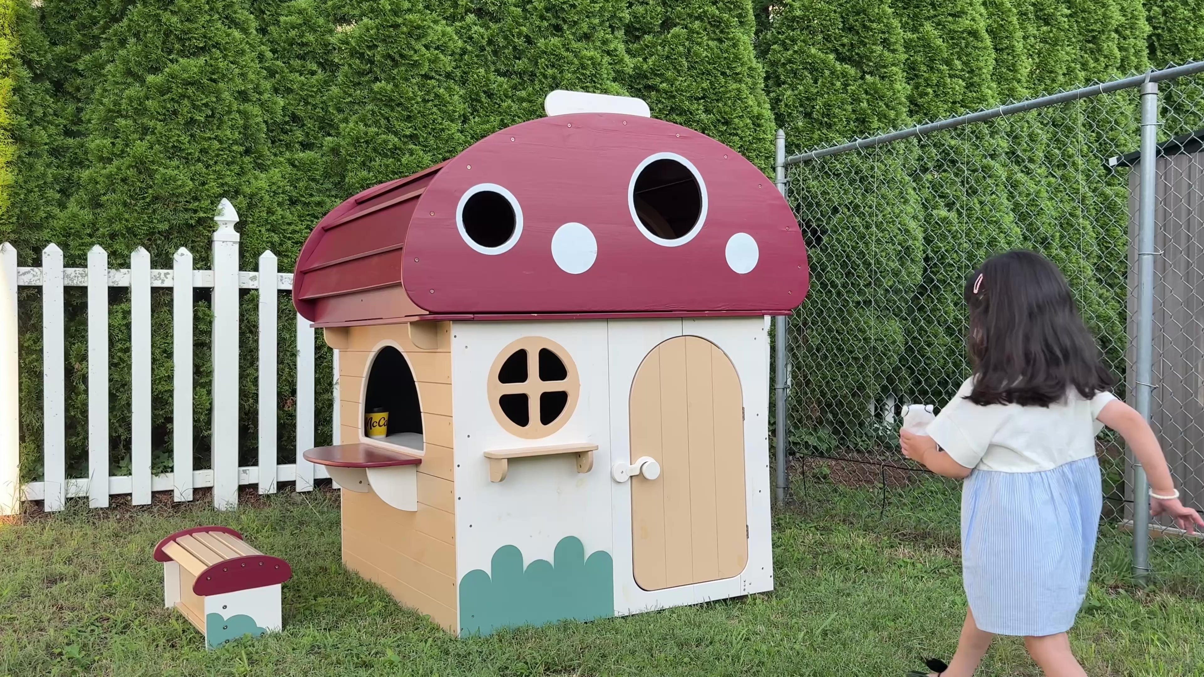 OOOK Outdoor Solid Wooden Playhouse with Chalkboard