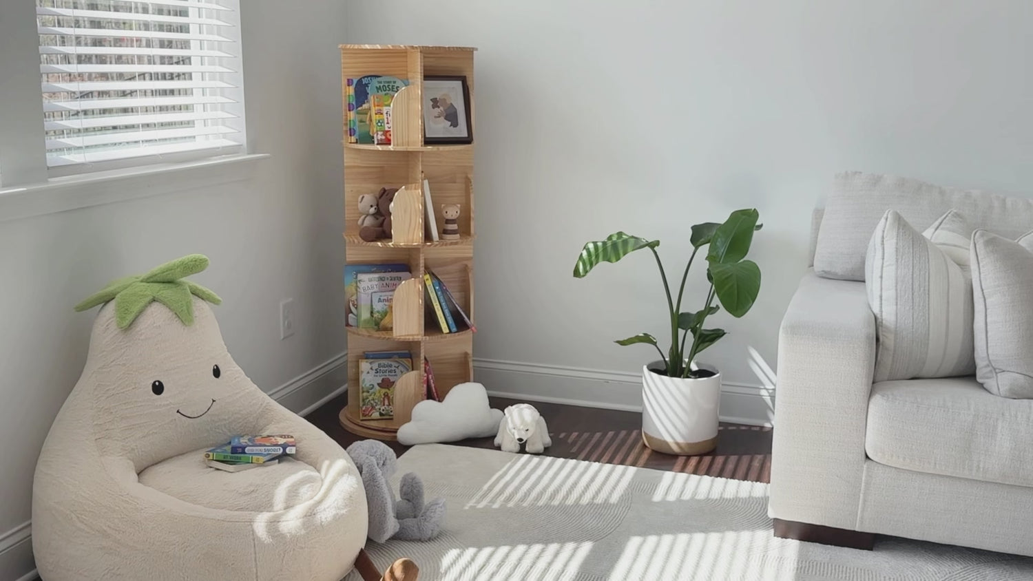 OOOK Solid Wood Rotating Bookshelf for Kids