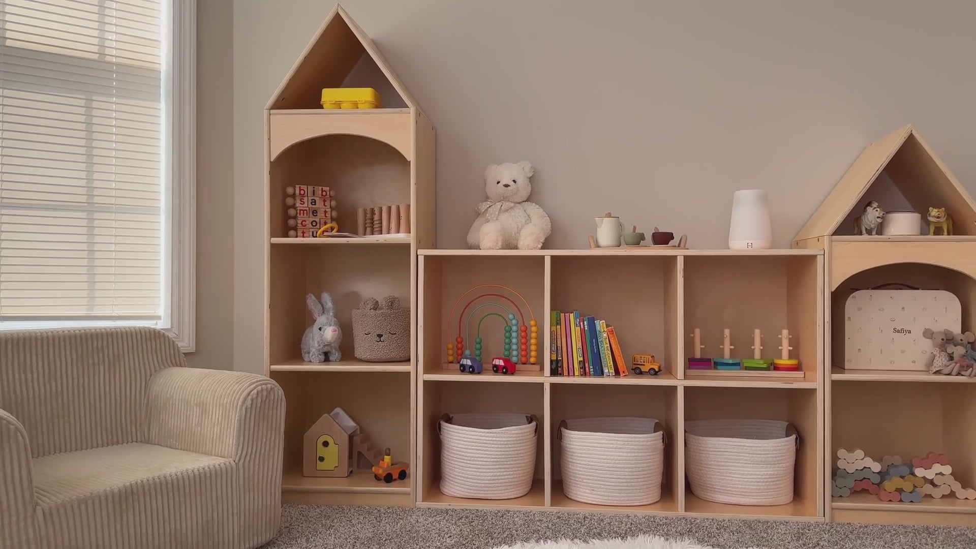 OOOK 6 Cube Plywood Storage Organizer, Horizontal or Vertical Orientation Montessori Bookshelf