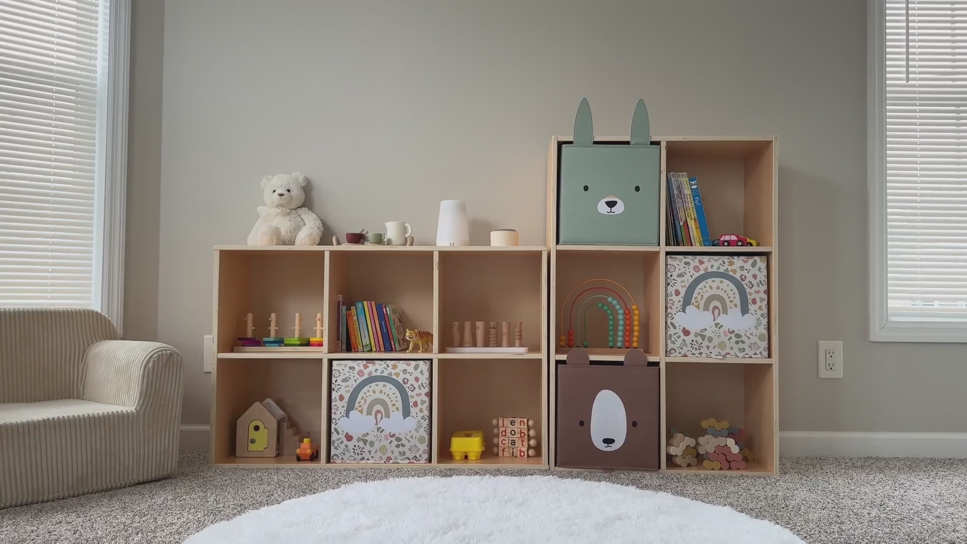 OOOK 6 Cube Plywood Storage Organizer, Horizontal or Vertical Orientation Montessori Bookshelf