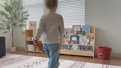 OOOK Kids Wooden 4-Tier Bookshelf,Front Facing Book Display Shelf