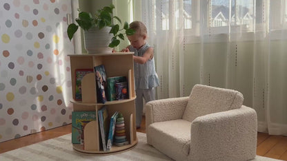 OOOK 2 Tier Rotating Bookshelf, Small Corner Bookshelf Floor Standing