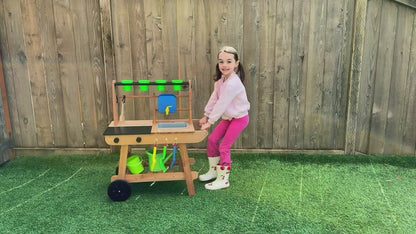 OOOK Kids Mud Kitchen with Wheels,Wooden Outdoor Play Kitchen