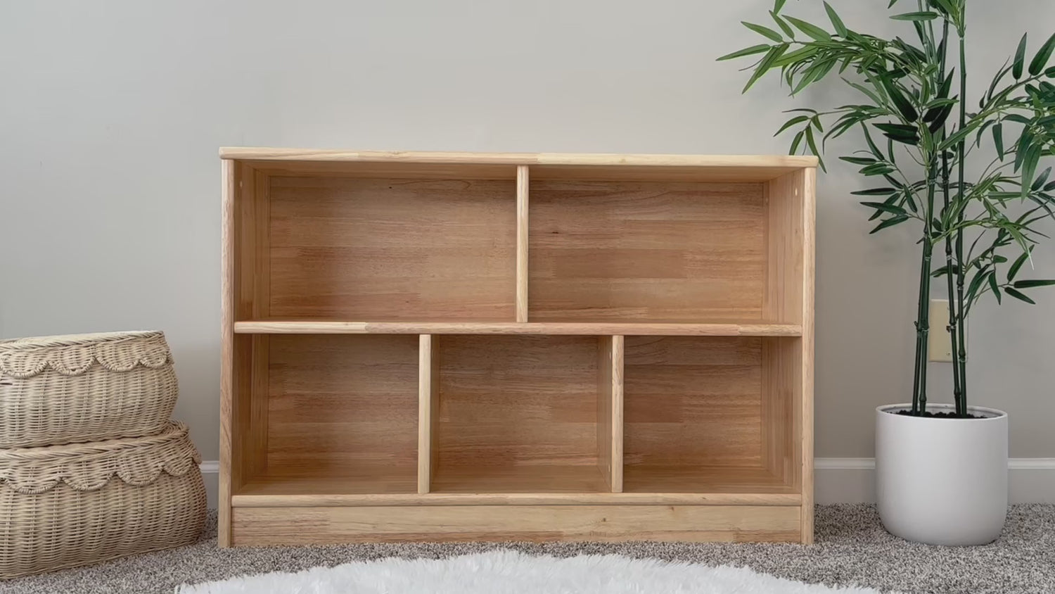 OOOK Rubber Wood 5-Compartment Montessori Shelf (MEDIUM SIZE)