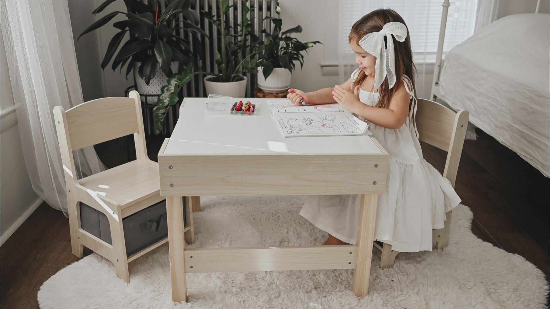 OOOK 3 in1 Toddler Table Chair Set,Montessori Toddler  Kids Activity Desk