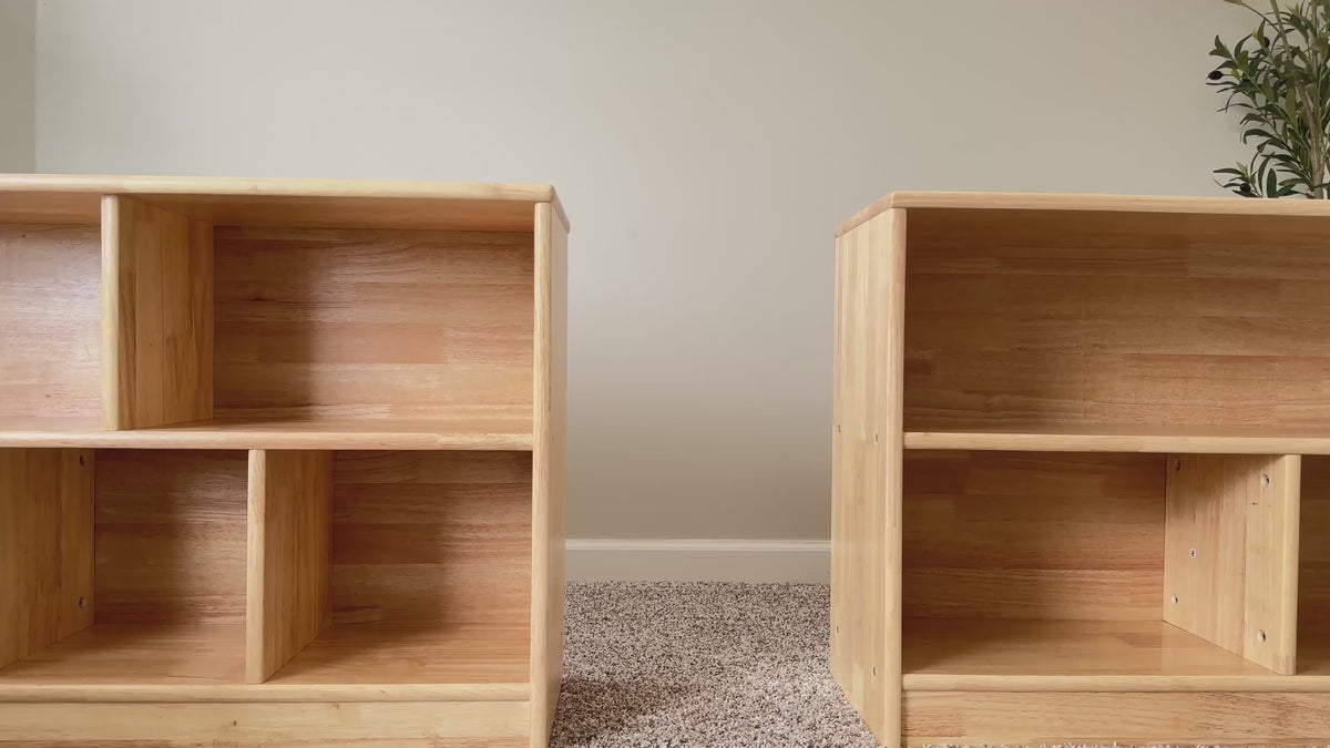 OOOK Rubber Wood 2-Tier Corner Cabinet,Kids Storage,Montessori Furniture