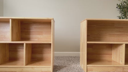 OOOK Rubber Wood 2-Tier Corner Cabinet,Kids Storage,Montessori Furniture